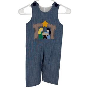Honesty Vintage Kids Nativity Manger Scene Cotton Overalls Size 24 Months